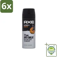 Axe - Deodorant Spray - 72hrs Anti Sweat - Leather & Cookies - 150 ml - Voordeelverpakking - 6 stuks - deodorant - Deodorant spray