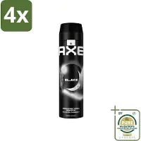 Axe XL - Deodorant Bodyspray - 48hrs Fresh - Black - Frozen Pear & Cedarwood - 200 ml - Voordeelverpakking - 4 stuks - Black - 48 uur