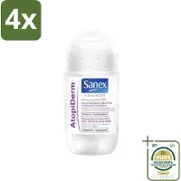 Sanex Advanced - Gevoelig - Deodorant Roller - 24h Anti-Transpirant - Geavanceerd Atopiderm - 50 ml - Voordeelverpakking - 4 stuks - 24 uur bescherming - Atopiderm
