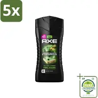 Axe 5 x - 3-in-1 Douchegel - Wild Mojito & Cedarwood - 12hrs Long Lasting Scent - 250 ml - Grootverpakking - Douchegel - Deodorant - - Wild Mojito - Cedarwood