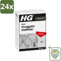 Hg X - Muggenstekker - Continue Bestrijding - Inclusief Stekker - 54 Nachten - 45 ml - Voordeelverpakking - 24 stuks - Muggen afweren - Muggenstop