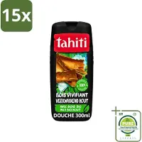 Tahiti 15 x - Douchegel - Verkwikkend Bio Hout - 100% Vegan - 300 ml - Grootverpakking - Douchegel - Houtgeur - Verfrissend - Hydraterend - Ginseng