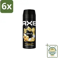 Axe - Deodorant Bodyspray - 48hrs Fresh - Gold - Oud Wood & Fresh Vanilla - 150 ml - Voordeelverpakking - 6 stuks - Deodorant spray - 48 uur bescherming