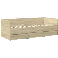 vidaXL Slaapbank met lades zonder matras 100x200cm sonoma eikenkleurig