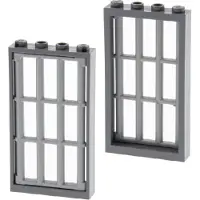 LEGO 2x raamkozijn 1x4x6, nieuw, donkergrijs. rooster, nieuw, lichtgrijs. 92589 60596
