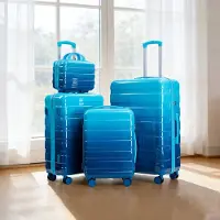 MODFU - Kofferset - 4-Delig - Met Kosmetikkoffer En Cijferslot - Modern - Reizen - PC - Blauw