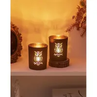 Famanu – Set van 2 zwarte en gouden uilen theelichthouders, luxe windlichten van glas voor een elegante tafeldecoratie
