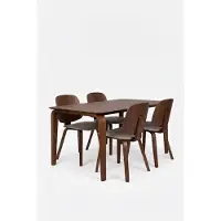 Housecraft living Walden Eetkamerset | Eettafel en 4 Stoelen Hout Walnootbruin