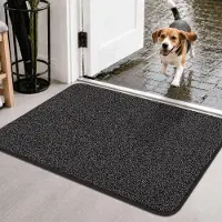 Famanu – Wasmachinevriendelijke deurmat, 50 x 80 cm, voor binnengebruik, niet-slip en wateropnemend, ideaal voor de voordeur en overdekte buitenruimtes, zwart