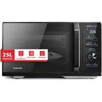 Toshiba MW3-AM25PFI(BK) Solo magnetron, 25 liter, 900W, zwarte kleur. Met Origin-Inverter, Chef-Defrost, 10 vermogensniveaus, 7 automatische programma's en een Easy Clean functie