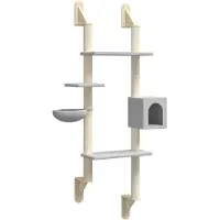 vidaXL Kattenmeubel wandgemonteerd met krabpaal 180 cm lichtgrijs