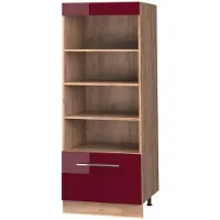 Vicco Keukenrek Fame-Line, Bordeauxrode hoogglans/Goudkleurig Eiken, 60 cm
