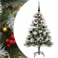 Syfax Kunstkerstboom Groen en wit 120 cm PVC en Metaal en Plastic
