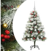 Syfax Kunstkerstboom Groen en wit 120 cm PVC en Metaal en Plastic