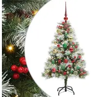Syfax Kunstkerstboom Groen en wit 120 cm PVC en Metaal en Plastic