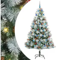 Syfax Kunstkerstboom Groen en wit 210 cm PVC en Metaal en Plastic