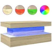 DKD Home Decor Salontafel met LED-verlichting 90x50x40 cm sonoma eikenkleurig