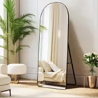 Sonstiges Spiegel voor het hele lichaam, 180 x 65 cm, zwart, aluminium frame, geschikt om aan de muur te hangen of op een standaard te plaatsen