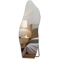 Sonstiges Spiegel voor het hele lichaam, asymmetrische staande spiegel, 160x60 cm, frameloos, wandspiegel met MDF-achterkant