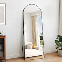 Sonstiges Spiegel, staand, 165 x 60 cm, gebogen, volledig lichaam, zwarte aluminium frame, kan aan de muur worden opgehangen, kan ook staand worden gebruikt, kantelbaar