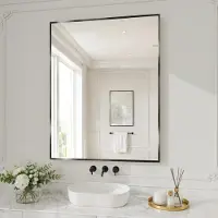 Sonstiges Wandspiegel, 90x75 cm, zwart, gehard glas, roestbescherming, eenvoudige montage