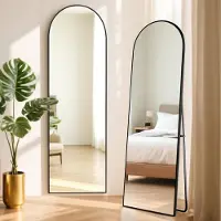 Sonstiges Standaard spiegel, volledig formaat, zwart, 163x53 cm, aluminium frame, veiligheidsglas