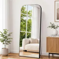 Sonstiges Spiegel voor het hele lichaam, staand model, 180 x 76 cm, met een spiegel van gehard glas en een aluminium frame in zwart