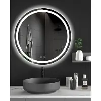 Dripex Spiegel voor in de badkamer, met LED-verlichting, 50x50 cm, dimbaar, 3 lichtkleuren, anti-condens