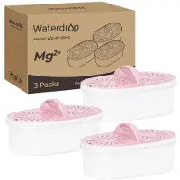 Waterdrop Vervangingsfilters met magnesium, 3-pack, voor waterkan. Vermindert chloor en geuren, verbetert de smaak. 6-traps filtratie