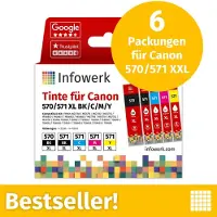 Infowerk NIEUW: Inktcartridges voor Canon 570/571 XL, multipack (BK/BK/C/M/Y), 6 stuks