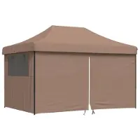 vidaXL Partytent inklapbaar pop-up met 4 zijwanden bruin