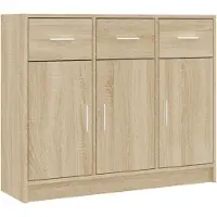 vidaXL Dressoir 91x28x75 cm bewerkt hout sonoma eikenkleurig
