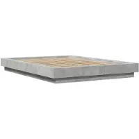 vidaXL Bedframe met LED-verlichting, betonkleur, 135x190 cm, houtvezelplaat