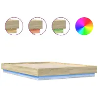 vidaXL Bedframe met LED-verlichting sonoma eikenkleurig 160x200 cm