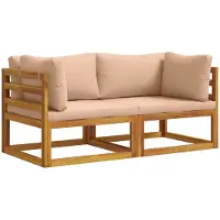 vidaXL Sectioneel hoekbank met kussens 2 st 2-zits Massief Acacia Hout