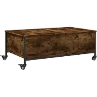 vidaXL - Salontafel - met wielen - 91x55x34 - cm - bewerkt hout - gerookt - eiken