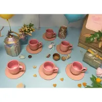 Halay Keramiek Roos theeset - handgemaakte koffiekopjes en schoteltjes - 6 stuks theekopjes esspresso