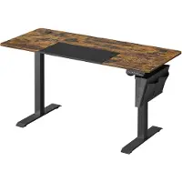 Songmics In hoogte verstelbaar bureau met geheugenfunctie, Vintagebruin + zwart / 60 X 140 cm