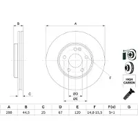 Bosch Remschijf 0 986 479 234 voorkant, geventileerd, sterk gecarboniseerd, 1 Stuk