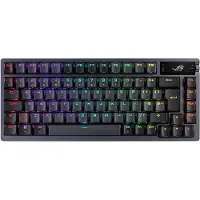 Asus ROG Azoth - Toetsenbord - 75%, hot-swappable - met OLED display - backlit - draadloos - 2.4 GHz, Bluetooth 5.1, USB 2.0 - AZERTY - Frans - toetsschakelaar: ROG NX Red - staalgrijs