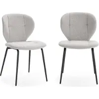 CALICOSY Set van 2 stoelen in stof met zwarte metalen poten l50 cm maori