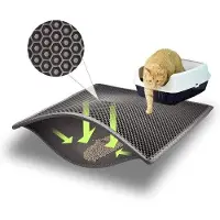 Famanu kattenmat, waterbestendig - honingraatmotief, 38 x 61 cm, grijs