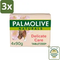 Palmolive 3 x Tabletzeep Naturals Amandel Melk 4x 90 gr - Grootverpakking - Tabletzeep - Huidverzorging - Natuurlijke Zeep - Gevoelige Huid - Milde Zeep