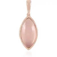 Cavill - Zilveren hanger met 18K roségoud verguld - Braziliaanse Roze Chalcedoon 3,6 ct - Marquise Cabochon - Elegant minimalistisch dames sieraad