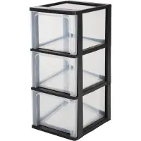 Iris Organizer Chest ladesysteem A4 - 3 diepe lades - 3 x 13L - Kunststof - Zwart/Transparant