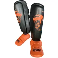 Super Pro Combat Gear Scheenbeschermer Nations Holland PU zwart - oranje M