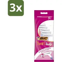 BIC 3 x - Twin Lady - Scheermesjes - Dubbel Mesje - Wegwerpmesjes - 5 Scheermesjes - Scheermesjes - Wegwerpmesjes - Dubbel Mesje - Scheermesje - Vrouwelijke Scheermesjes