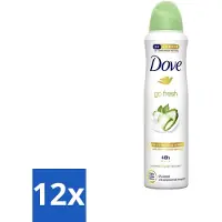 Dove 12 x - Deodorant - Go Fresh Cucumber & Green Tea - Frisse en kalmerende geur - 250 ml - Cucumber & Green Tea Deodorant - Deodorant Spray - Fris Geur - Zweetbescherming - Geur Van Komkommer