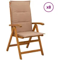 vidaXL Ligstoelen voor Tuin 8 st Naturel Massief Acacia Hout