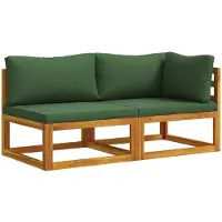vidaXL Modulaire bankset met kussens 2 st 2-zits Massief Acacia Hout